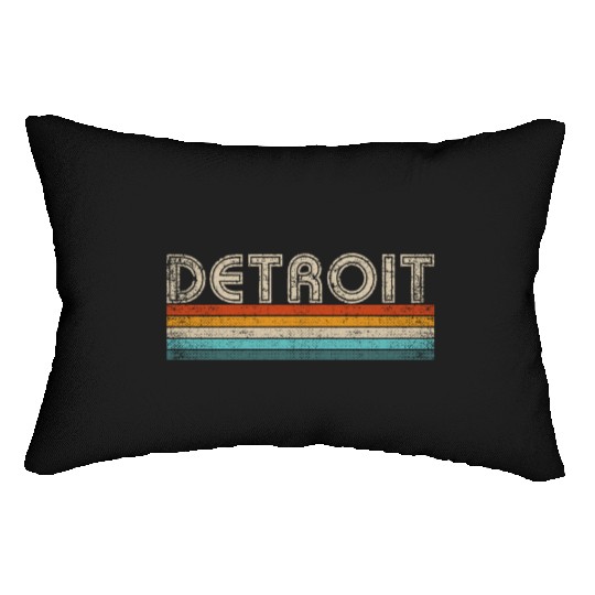 Retro Detroit 313 Motor City Lumbar Pillows Vintage 70s