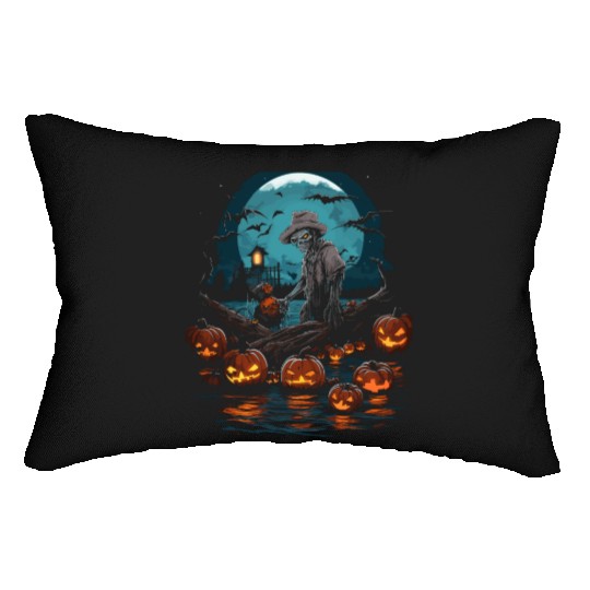 Haunted Fishing Trip Spooky Halloween Angler Lumbar Pillows