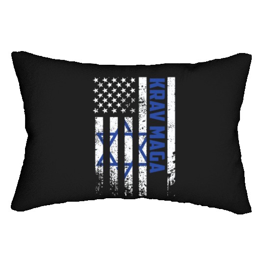 Krav Maga American USA Israel Flag Lumbar Pillows