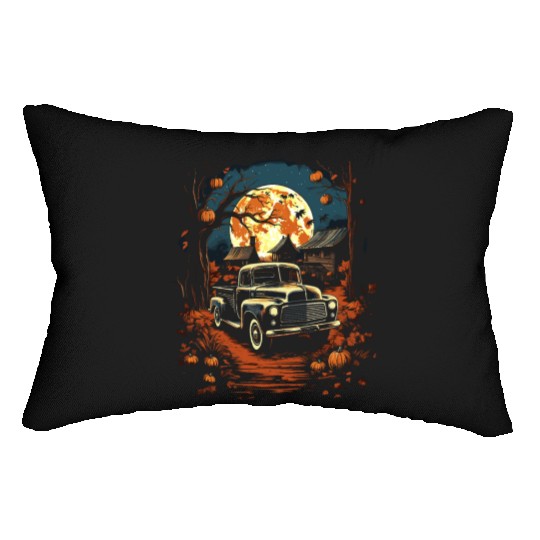 Creepy Old Truck Halloween Haunted Classic Truck Lumbar Pillows