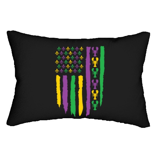 American Flag Lobster Fleur Mardi Gras Lumbar Pillows