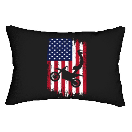 Supercross Freestyle Motocross American Flag Lumbar Pillows