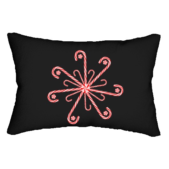 Peppermint Candy Cane Snowflake Lumbar Pillows