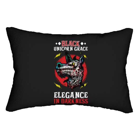 Dark Unicorn Horror Unicorn Midnight Unicorn Dark Lumbar Pillows