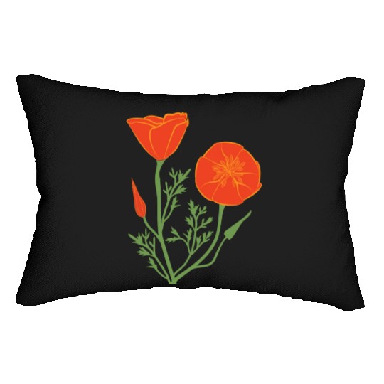 California Poppies on Clear Background Lumbar Pillows
