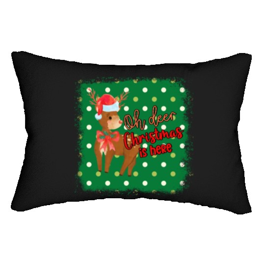 Oh Deer Christmas Is Here Festival Xmas Holiday Lumbar Pillows