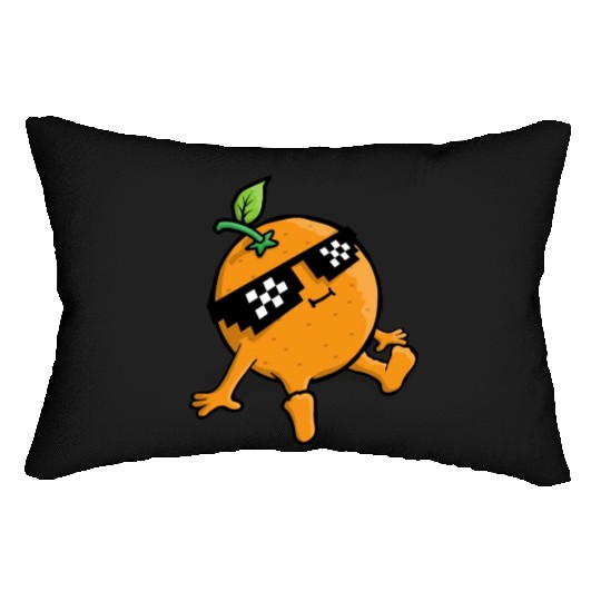 Cool Relaxing Orange Fruit Pixel Sunglasses Face Lumbar Pillows
