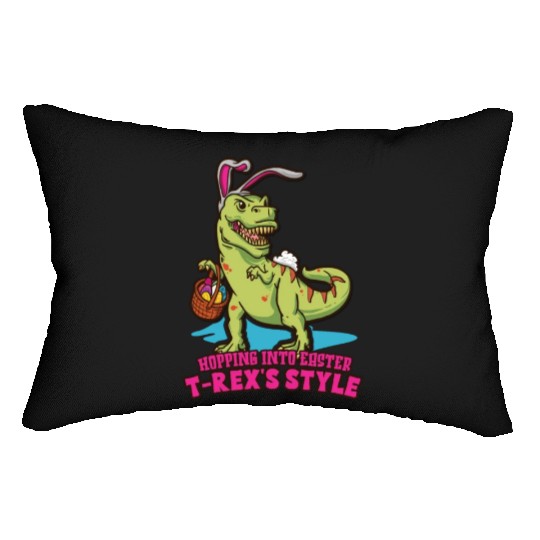 Easter T-rex Dinosaur Easter Funny T-rex Easter Lumbar Pillows