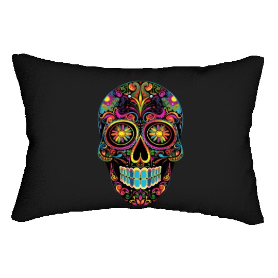 Neon Sugar Skull: Jack Skellington Design Lumbar Pillows