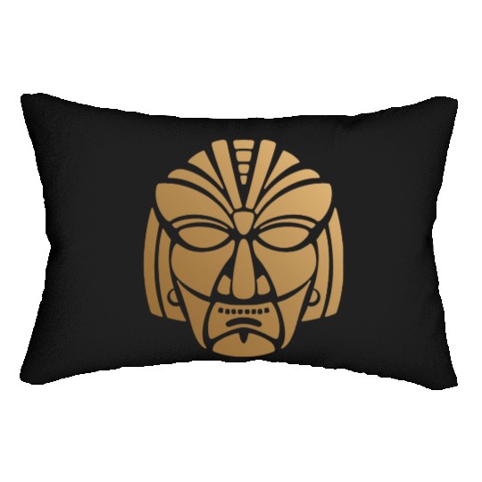 Aztec & Mayan: Sleek Mask Business Logo Lumbar Pillows
