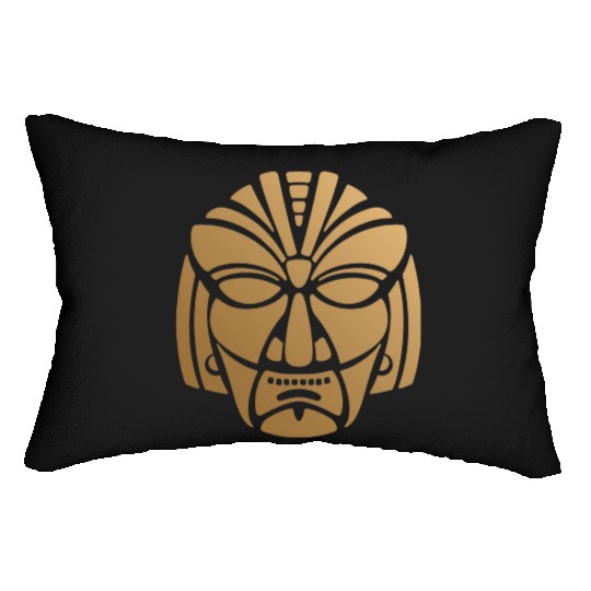 Aztec & Mayan: Sleek Mask Business Logo Lumbar Pillows