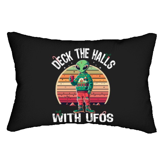 Beam Me Up Santa Claus Alien Christmas Ufo Coffee Lumbar Pillows