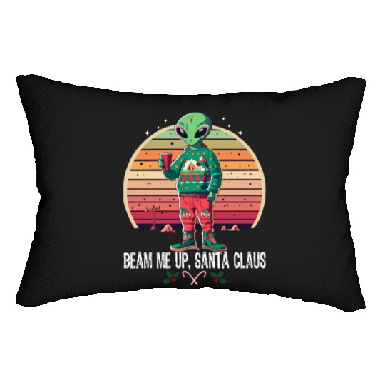 Beam Me Up Santa Claus Alien Christmas Ufo Coffee Lumbar Pillows
