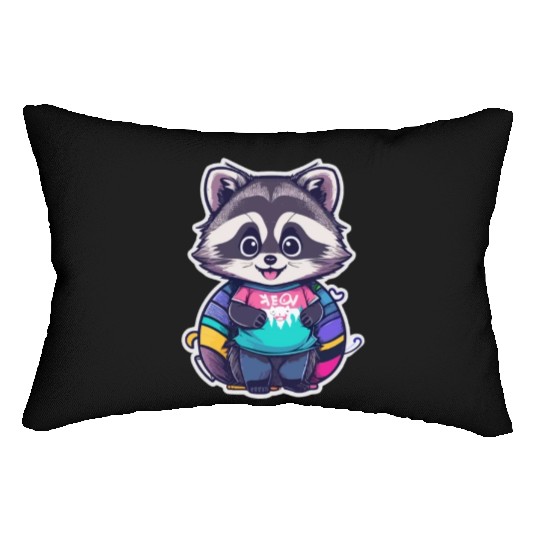 Kawai Happy Raccoon Lumbar Pillows