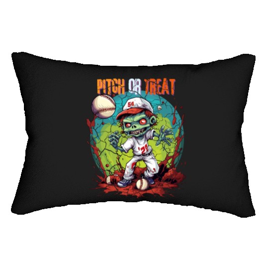 Pitch or Treat Zombie Baseball Halloween costume Lumbar Pillows