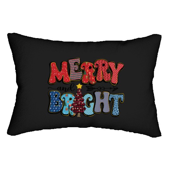 Merry and Bright Chistmas Tree Family Christmas Lumbar Pillows