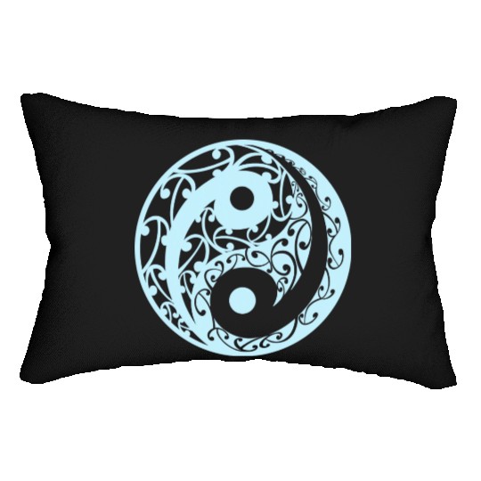 Yin And Yang In A Koru Pattern In A Light Blue Lumbar Pillows