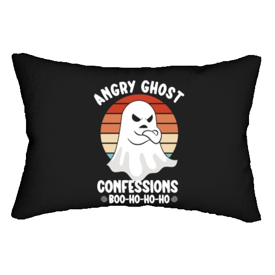 Ghost Hunter Funny Ghost Angry Ghost Halloween Lumbar Pillows