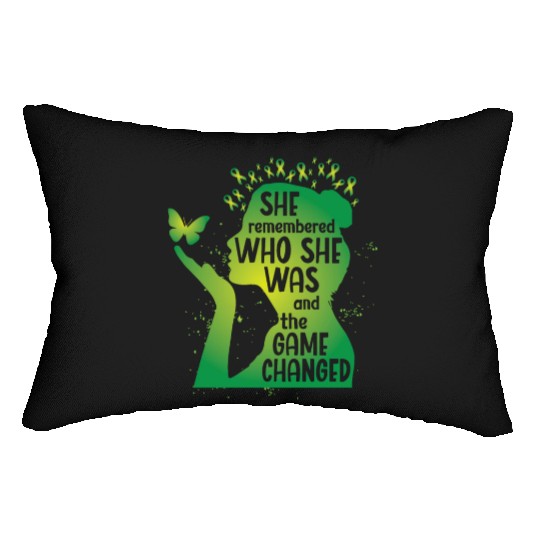 Mental Health Green Ribbon Butterfly Lumbar Pillows