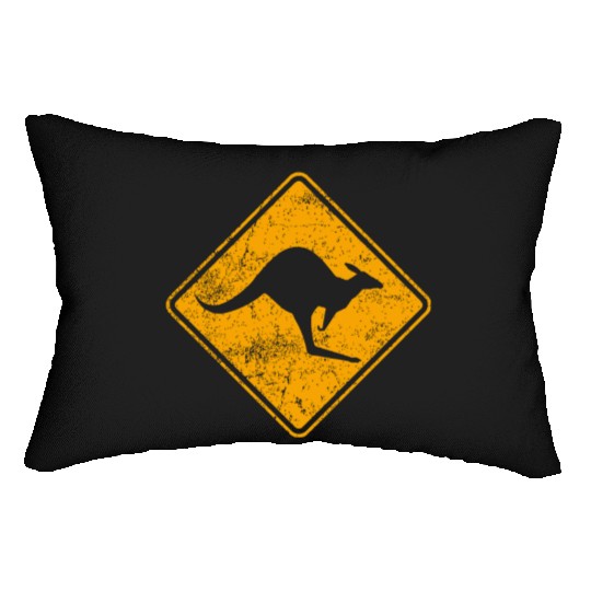 Outback Kangaroo Crossing Road Sign Lumbar Pillows