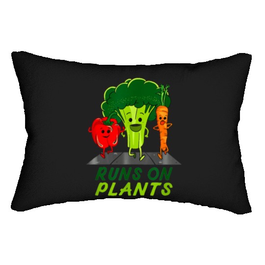 runs on plants vegan vegetarian runner broccoli gi Lumbar Pillows