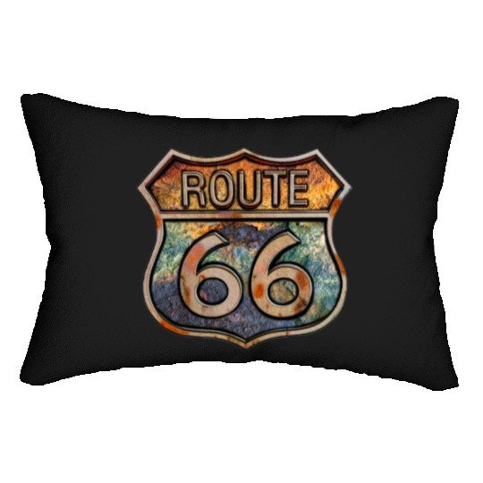 Route 66 vintage sign - Dingy metal sign 2 Lumbar Pillows