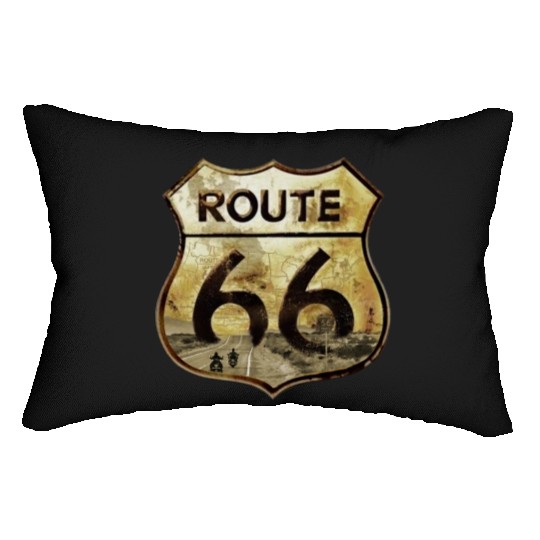 Route 66 trip with motorcycle Lumbar Pillows