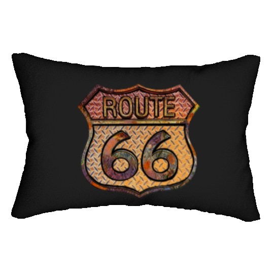 Route 66 vintage sign - Rusty metal 2 Lumbar Pillows