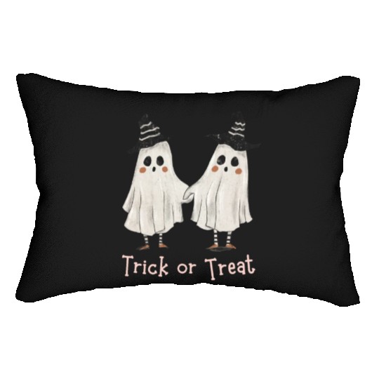 Trick or treat funny Halloween couple Lumbar Pillows