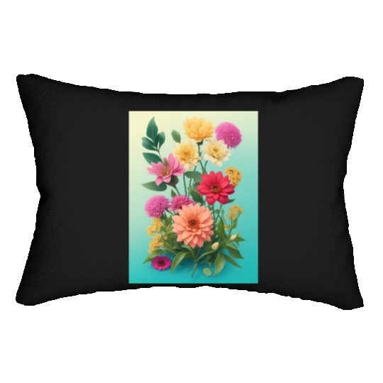 Peach and Pink Spring Flowers Lumbar Pillows