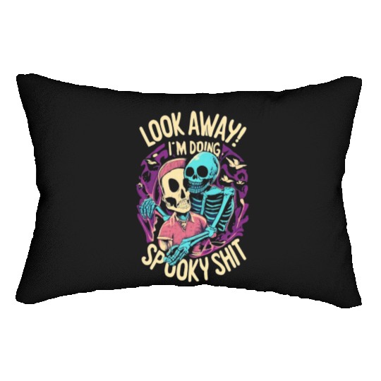 Spooky Shit Skeleton Girl in Arm Halloween Lumbar Pillows