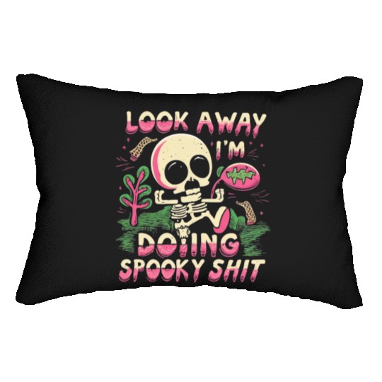 Spooky Shit Skeleton Girl in Arm Halloween Lumbar Pillows