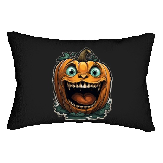 Scary Pumpkin Face I Spooky Halloween Lumbar Pillows