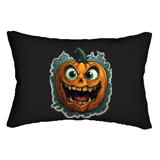 Scary Pumpkin Face I Spooky Halloween Lumbar Pillows