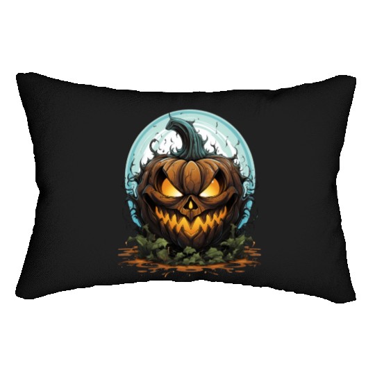 Scary Pumpkin Face I Spooky Halloween Lumbar Pillows