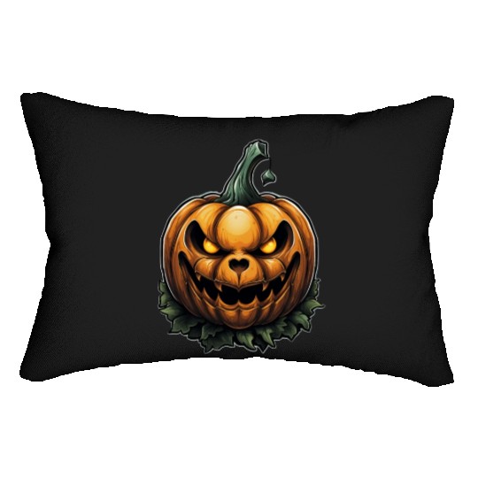 Scary Pumpkin Face I Spooky Halloween Lumbar Pillows