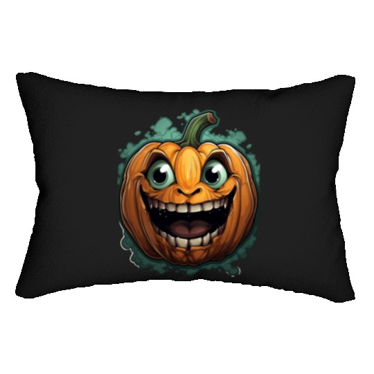 Scary Pumpkin Face I Spooky Halloween Lumbar Pillows
