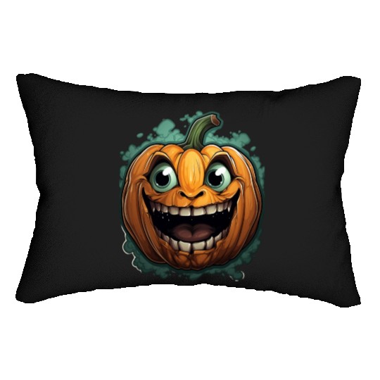 Scary Pumpkin Face I Spooky Halloween Lumbar Pillows