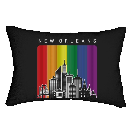 New Orleans Louisiana Rainbow Flag LGBT Pride Lumbar Pillows