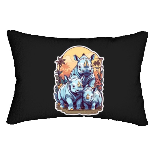 Rhinos Kawaii Lumbar Pillows