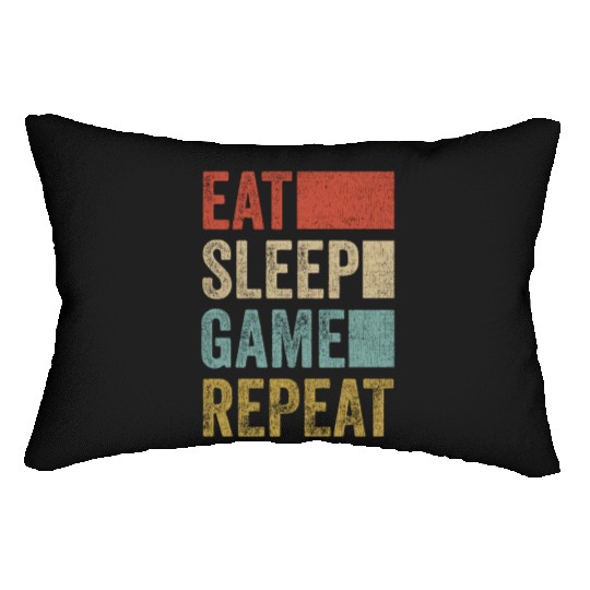 Vintage Retro Gamer Accessory Eat Sleep Game Lumbar Pillows