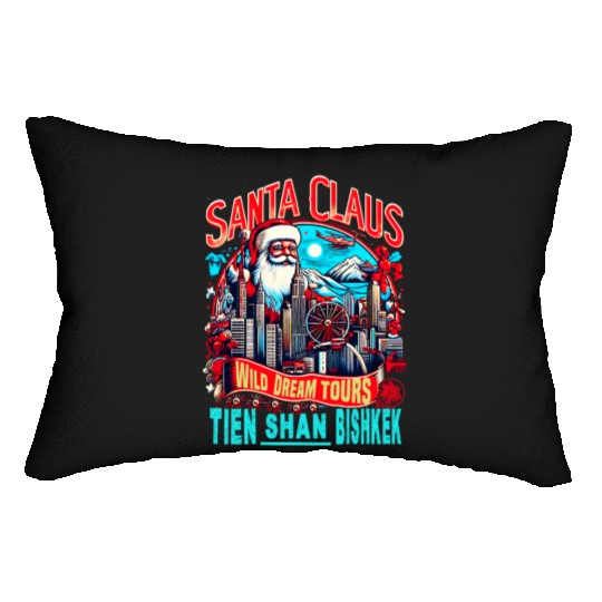 Santa Claus on an Adventure Travel World Tour Lumbar Pillows