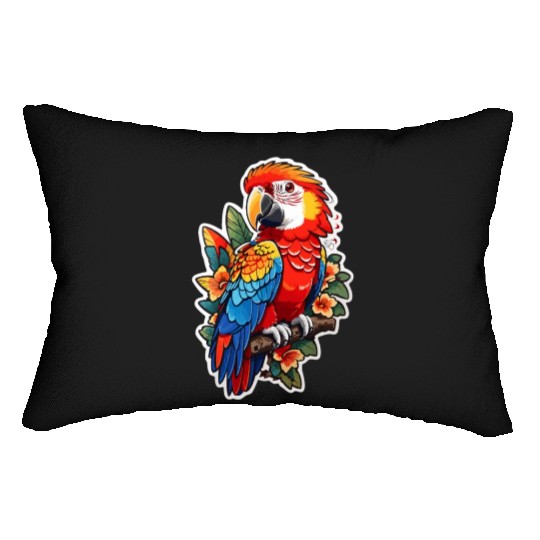 Scarlet Macaw Kawaii Lumbar Pillows