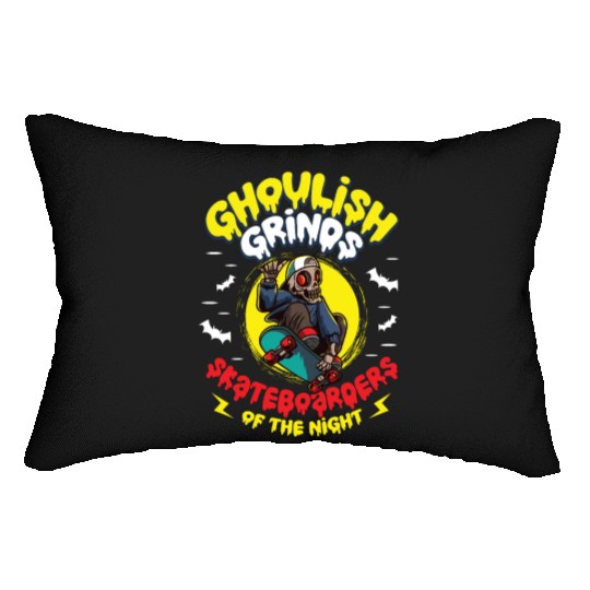 Spooky Horror Skateboarder Halloween Skateboarding Lumbar Pillows