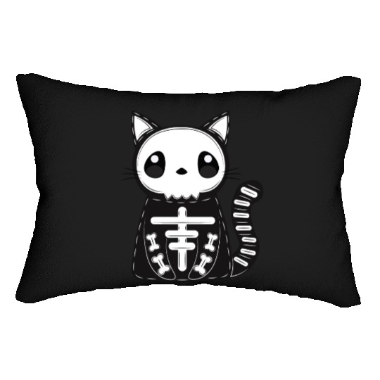 Halloween Cat Black Skeleton Funny Skull Halloween Lumbar Pillows