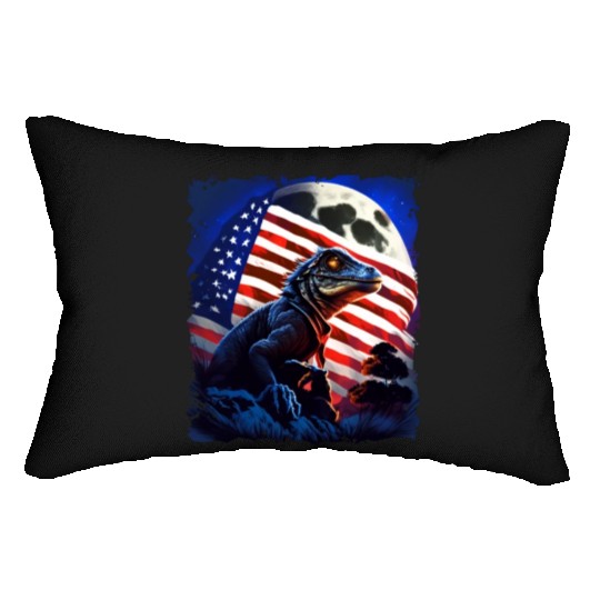 America lizard under Moon with American Flag Lumbar Pillows
