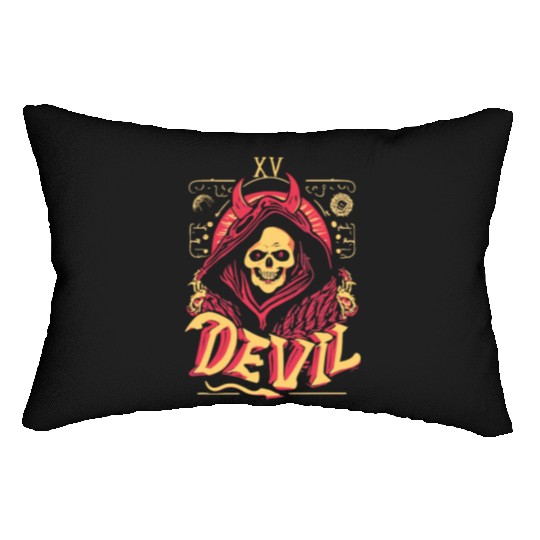 Devil Tarot Skeleton Halloween Occult Lumbar Pillows