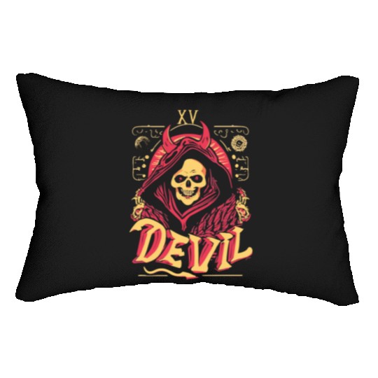 Devil Tarot Skeleton Halloween Occult Lumbar Pillows