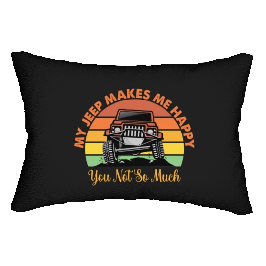 my jeep makes me happy Lumbar Pillows