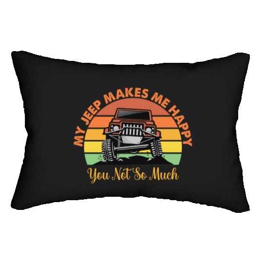 my jeep makes me happy Lumbar Pillows